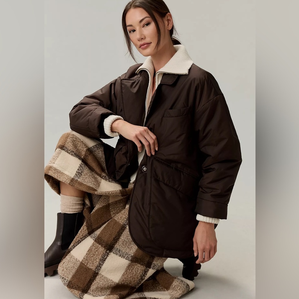 NWT Anthropologie Maeve Padded Cocoon Blazer Powder Cocoa Brown XS